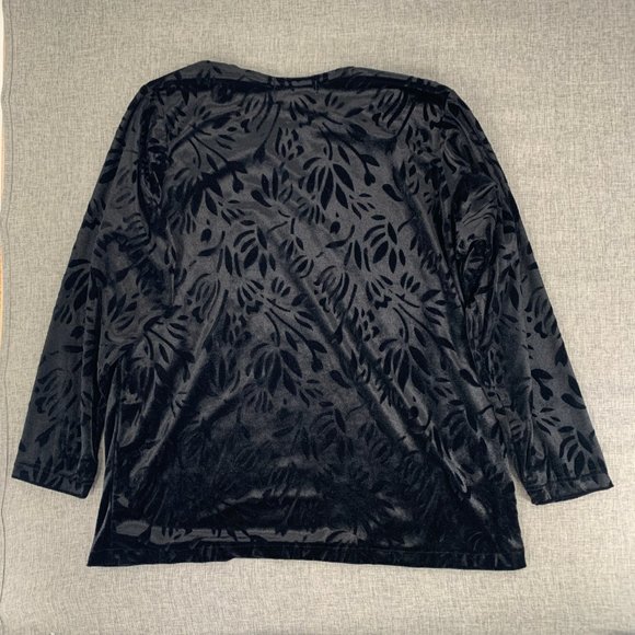 Vintage‎ Bridge BG Gate Black Satin Over Sized Blouse Long Sleeve Medium Floral - Picture 10 of 12